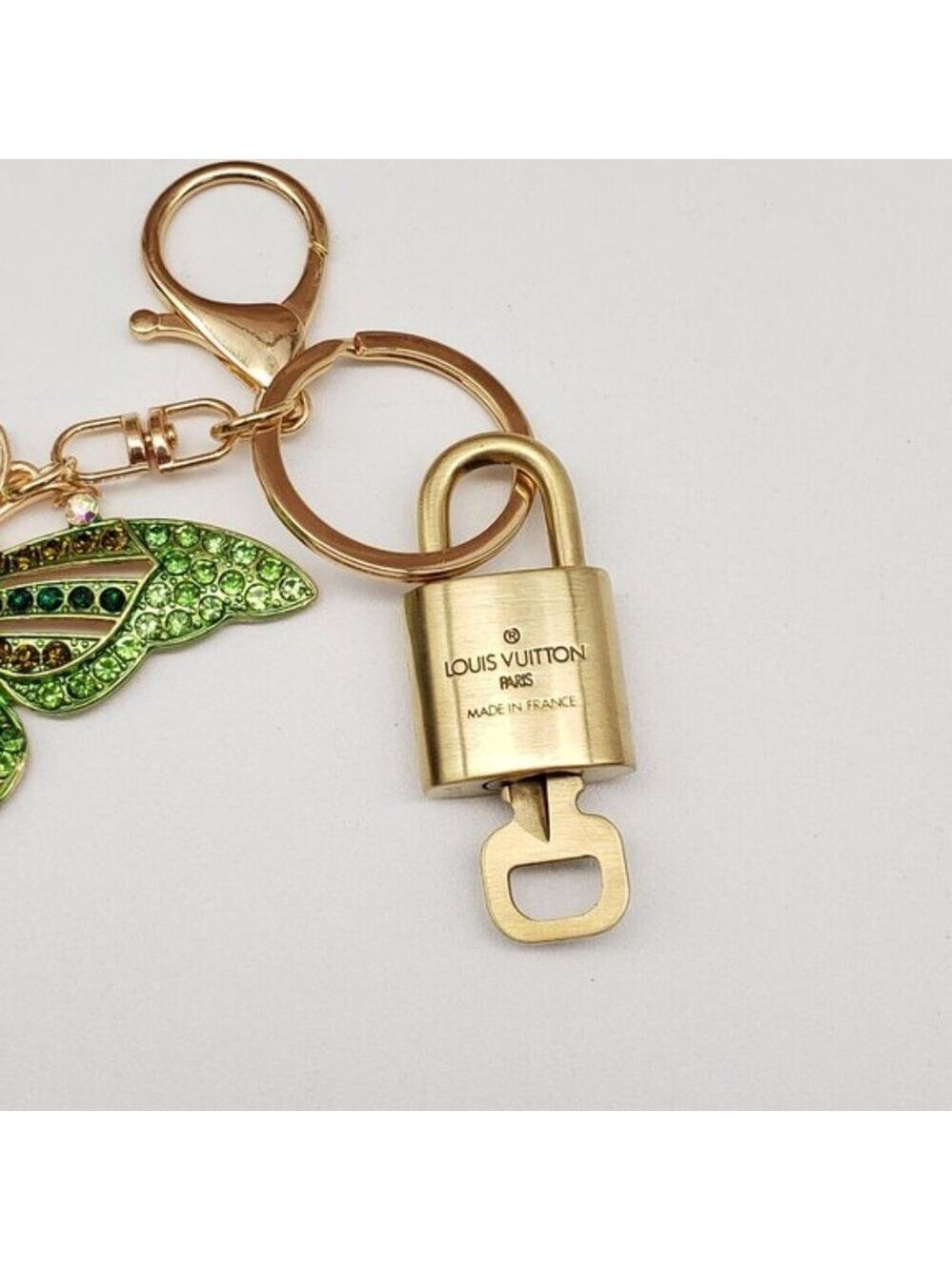 Authentic Louis Vuitton Gold Padlock & Key🔒 w/ Unbranded Butterfly Keychain - Picture 6 of 9